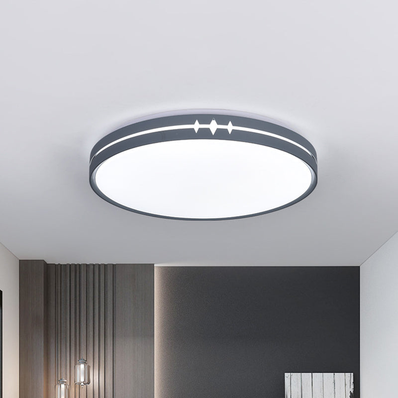 Modern LED Flushmount Ceiling Light with Acrylic Shade - Black/Grey/White Drum Design