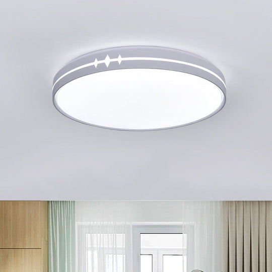 Modern LED Flushmount Ceiling Light with Acrylic Shade - Black/Grey/White Drum Design