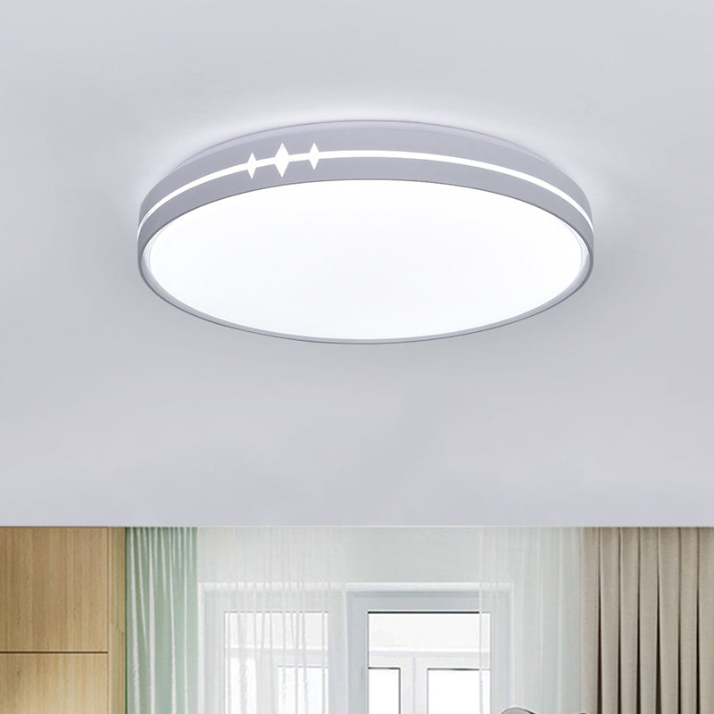 Modern Led Flushmount Ceiling Light With Acrylic Shade - Black/Grey/White Drum Design White