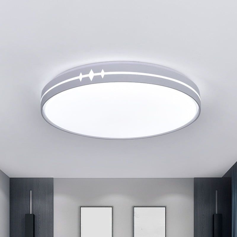 Modern LED Flushmount Ceiling Light with Acrylic Shade - Black/Grey/White Drum Design