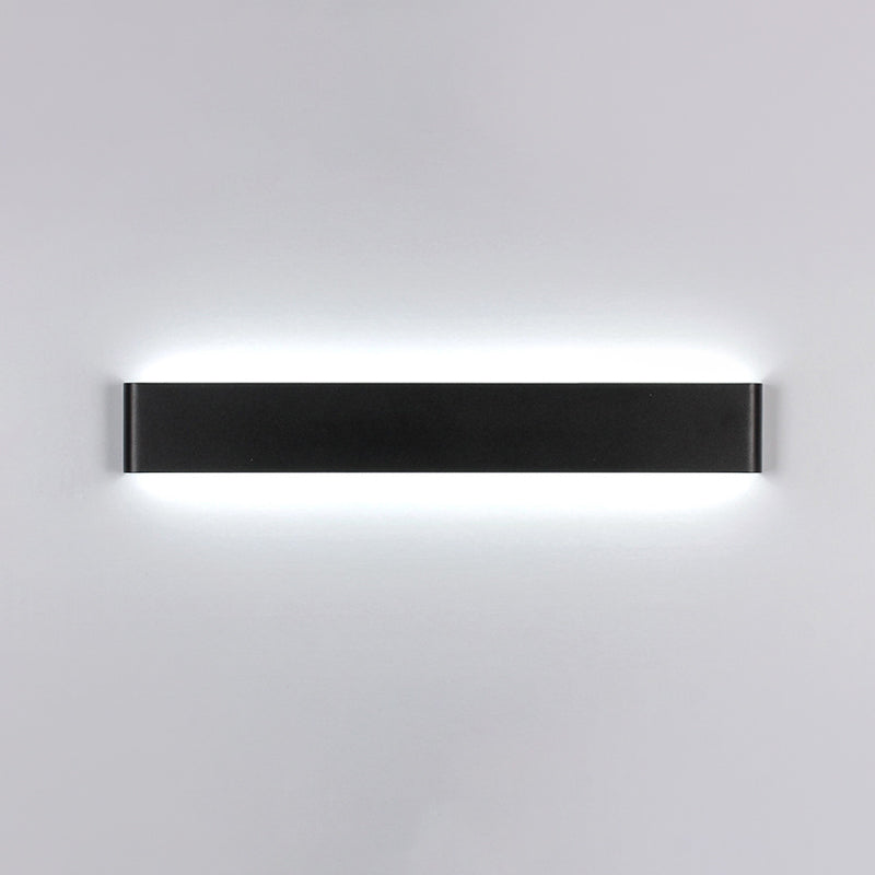 Modern Rectangle Vanity Wall Sconce: Black/White Aluminum Led Mount Lamp In Warm/White Light