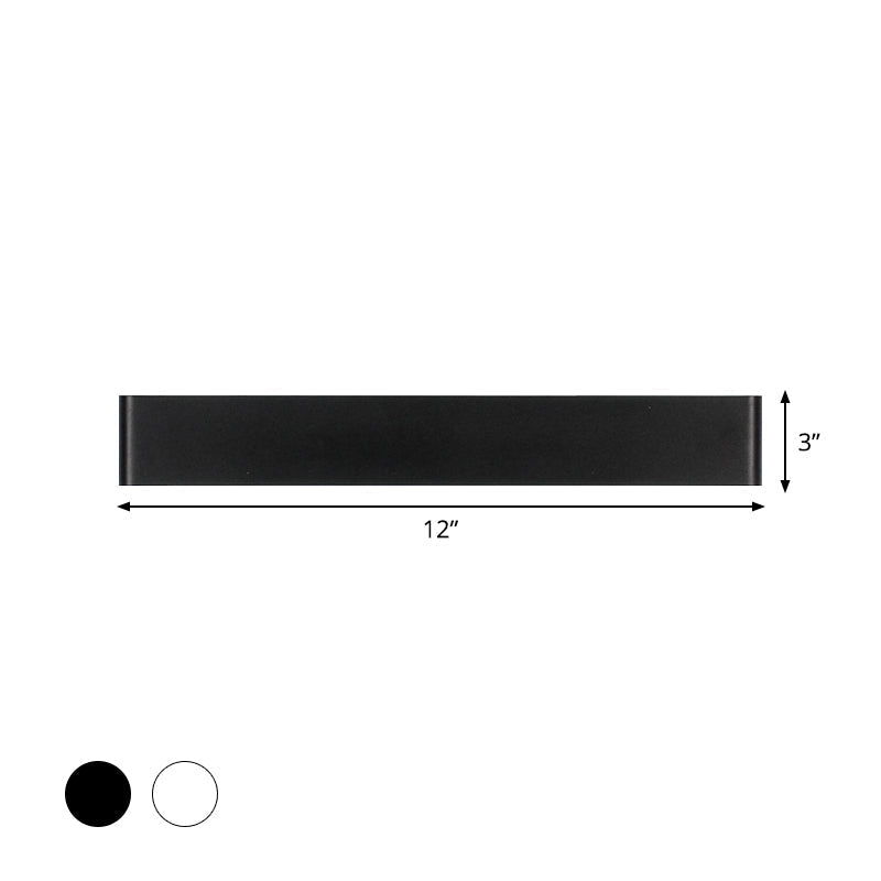 Modern Rectangle Vanity Wall Sconce: Black/White Aluminum Led Mount Lamp In Warm/White Light