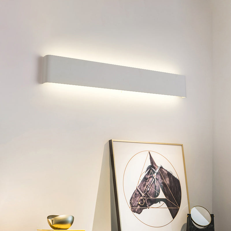 Modern Rectangle Vanity Wall Sconce: Black/White Aluminum Led Mount Lamp In Warm/White Light