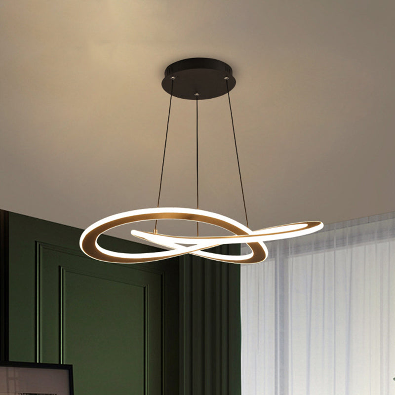 Simplicity Metal Circular Pendant Chandelier - Knotting Design Coffee Hanging Ceiling Lamp In