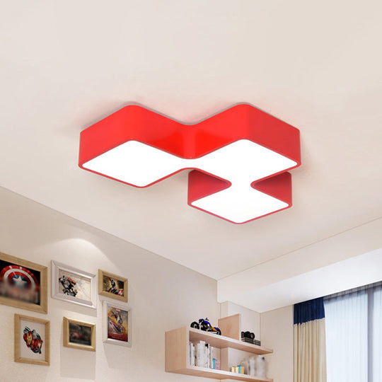 Kids' LED Flushmount Light in Red/Yellow - Building Block Kindergarten Design