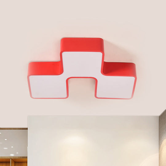 Kids' LED Flushmount Light in Red/Yellow - Building Block Kindergarten Design