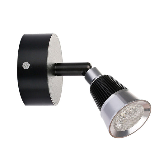 Modern Bell Wall Light: Rotatable Metal Led Sconce In Black/Chrome - With/Without Switch