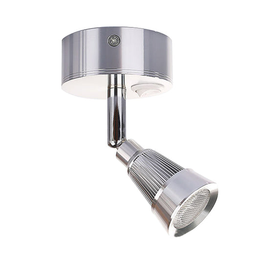 Modern Bell Wall Light: Rotatable Metal Led Sconce In Black/Chrome - With/Without Switch