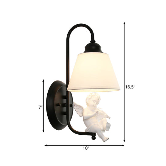 Modern Monochrome Angel Deco Wall Light - Elegant Metal Lamp For Adult Bedroom