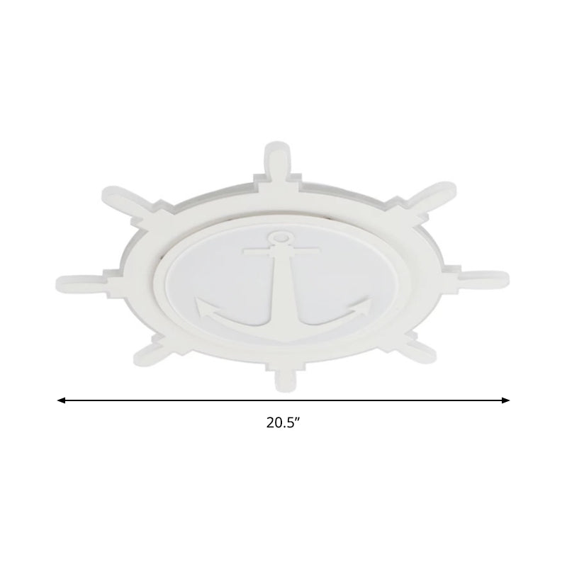 White LED Flush Mount Light with Acrylic Rudder Design for Kindergarten