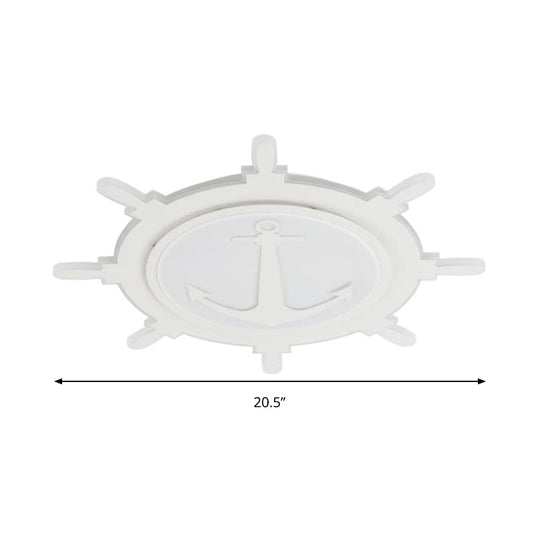 White Led Flush Mount Light With Acrylic Rudder Design For Kindergarten