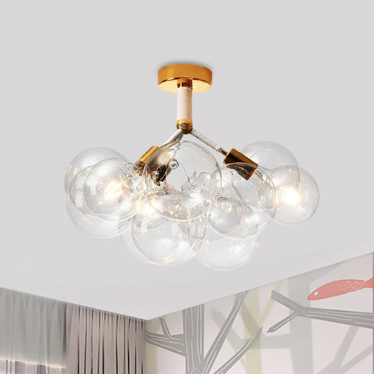 Clear Glass Bubble Ceiling Light for Child's Bedroom or Hallway - Simple Semi-Flush Mount Design