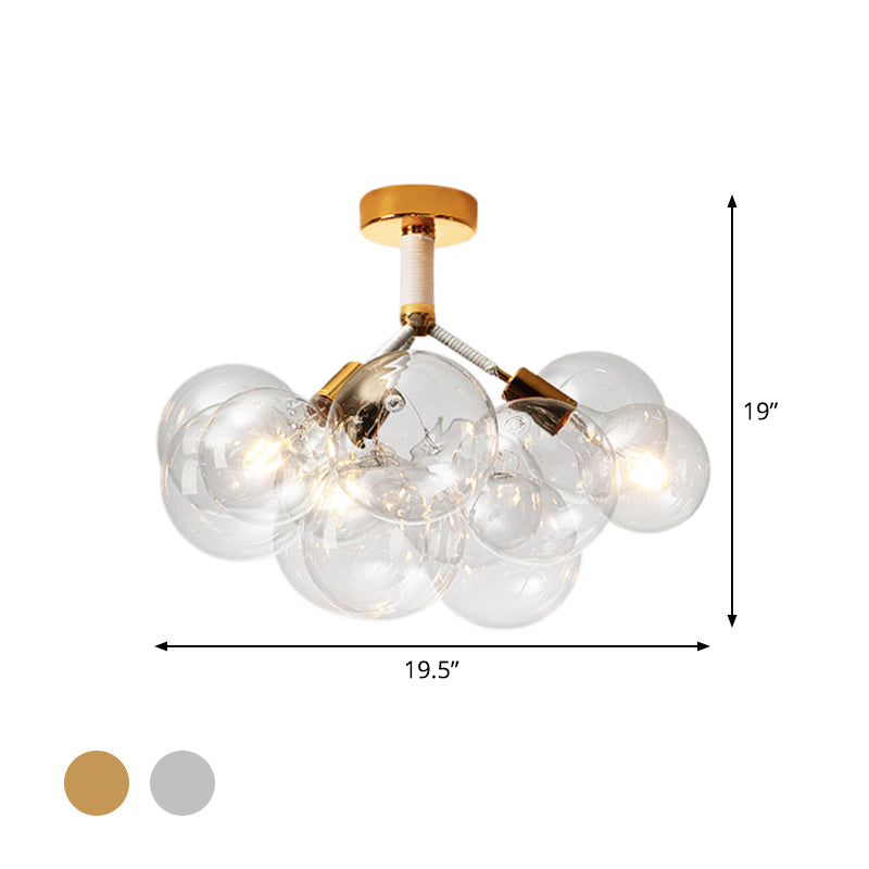 Clear Glass Bubble Ceiling Light for Child's Bedroom or Hallway - Simple Semi-Flush Mount Design