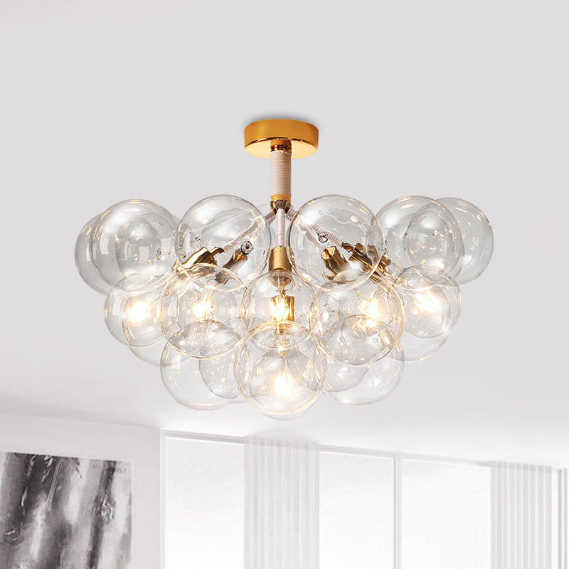 Clear Glass Bubble Ceiling Light for Child's Bedroom or Hallway - Simple Semi-Flush Mount Design