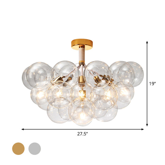 Clear Glass Bubble Ceiling Light for Child's Bedroom or Hallway - Simple Semi-Flush Mount Design