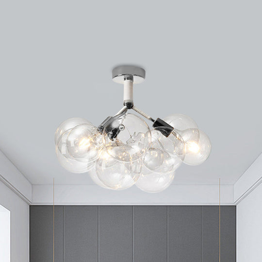 Clear Glass Bubble Ceiling Light for Child's Bedroom or Hallway - Simple Semi-Flush Mount Design