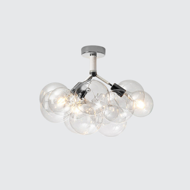 Clear Glass Bubble Ceiling Light For Childs Bedroom Or Hallway - Simple Semi-Flush Mount Design