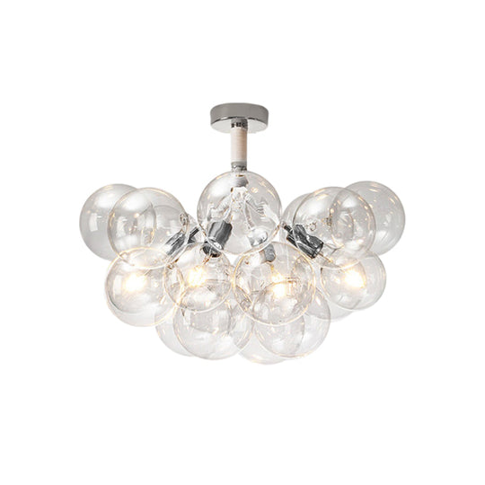 Clear Glass Bubble Ceiling Light For Childs Bedroom Or Hallway - Simple Semi-Flush Mount Design