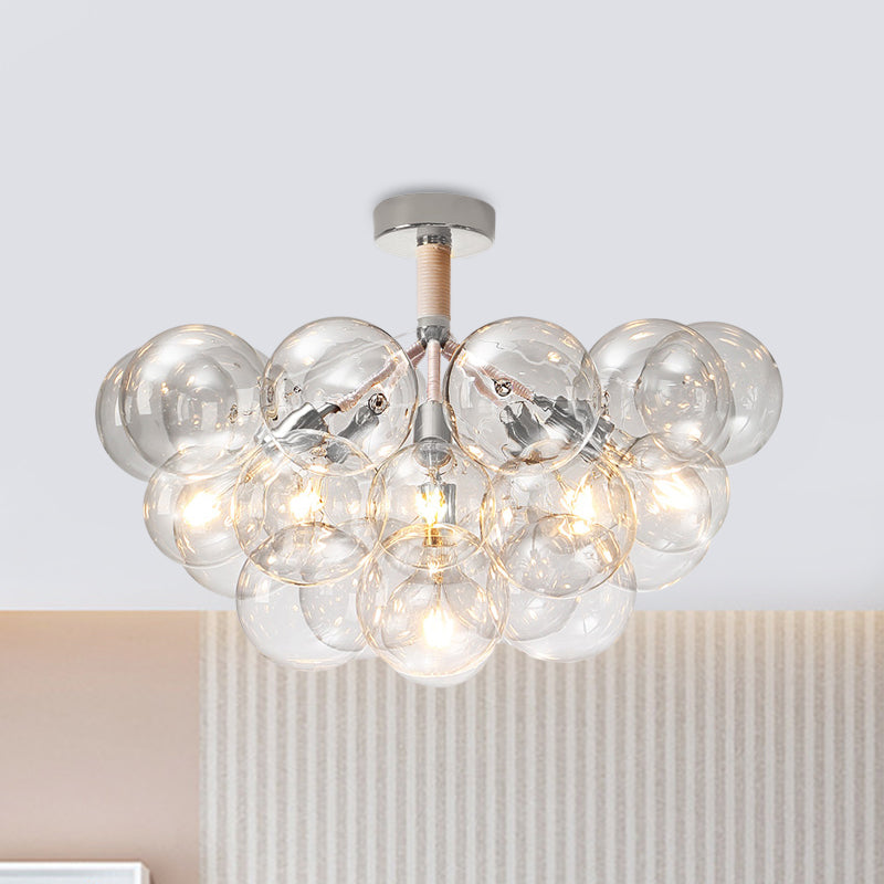 Clear Glass Bubble Ceiling Light for Child's Bedroom or Hallway - Simple Semi-Flush Mount Design