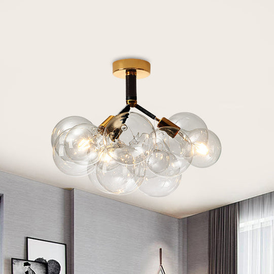 Clear Glass Semi Flush Ceiling Light with Contemporary Bubble Design for Foyer and Corridor Illumination