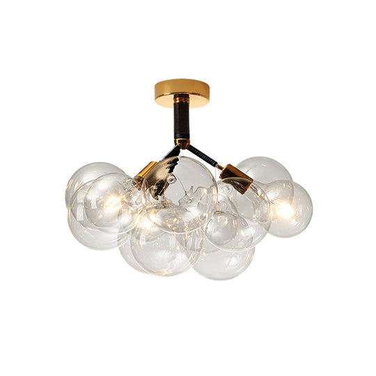 Clear Glass Semi Flush Ceiling Light with Contemporary Bubble Design for Foyer and Corridor Illumination