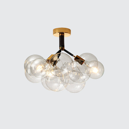 Clear Glass Semi Flush Ceiling Light with Contemporary Bubble Design for Foyer and Corridor Illumination