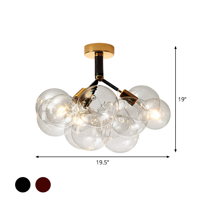 Clear Glass Semi Flush Ceiling Light with Contemporary Bubble Design for Foyer and Corridor Illumination