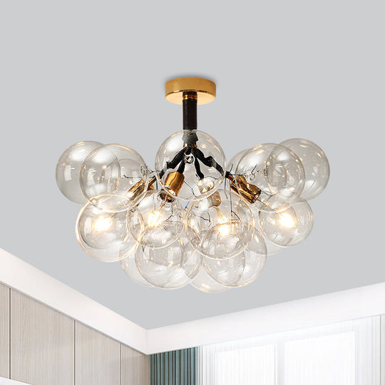 Clear Glass Semi Flush Ceiling Light with Contemporary Bubble Design for Foyer and Corridor Illumination