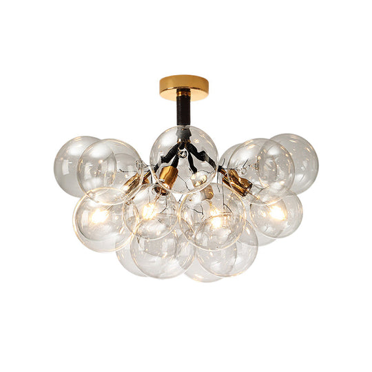 Clear Glass Semi Flush Ceiling Light with Contemporary Bubble Design for Foyer and Corridor Illumination