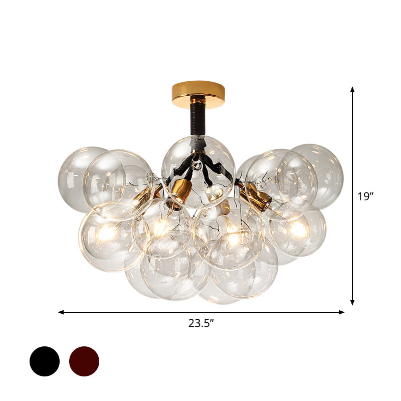 Clear Glass Semi Flush Ceiling Light with Contemporary Bubble Design for Foyer and Corridor Illumination