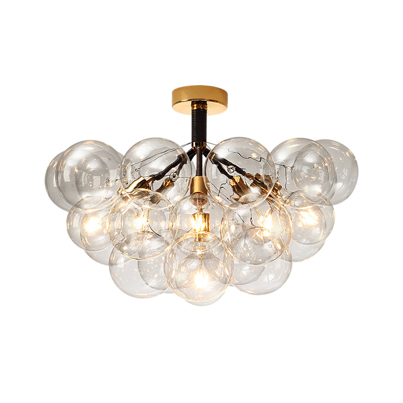 Clear Glass Semi Flush Ceiling Light with Contemporary Bubble Design for Foyer and Corridor Illumination