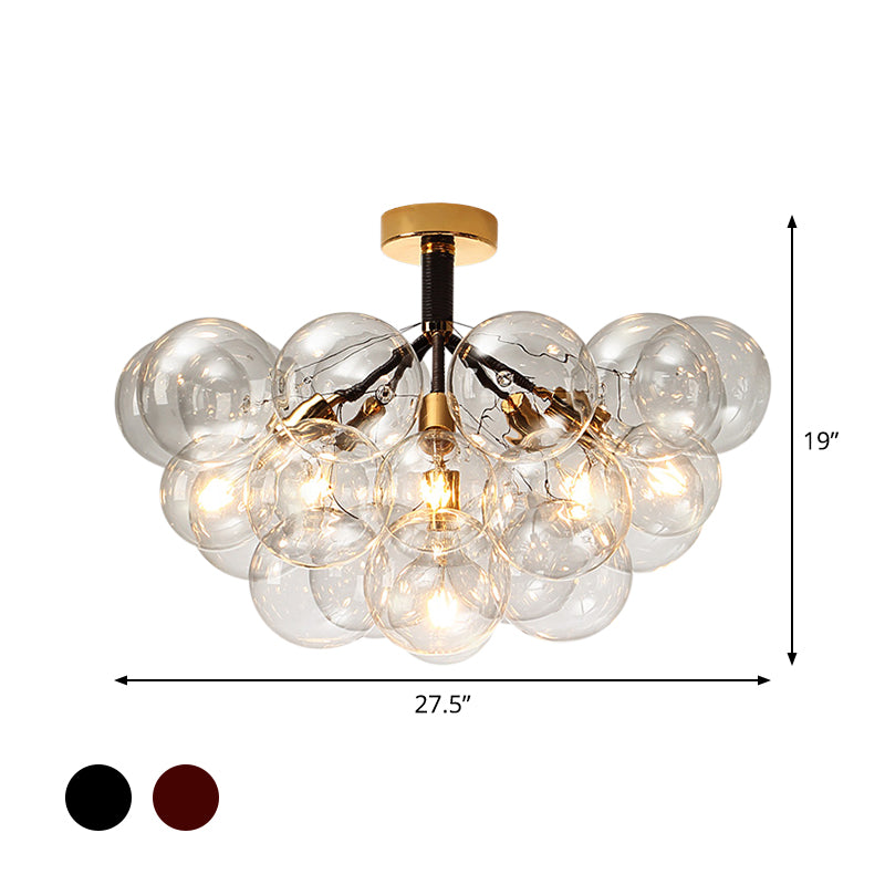 Clear Glass Semi Flush Ceiling Light with Contemporary Bubble Design for Foyer and Corridor Illumination