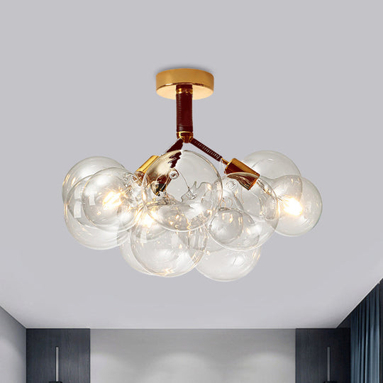 Clear Glass Semi Flush Ceiling Light with Contemporary Bubble Design for Foyer and Corridor Illumination