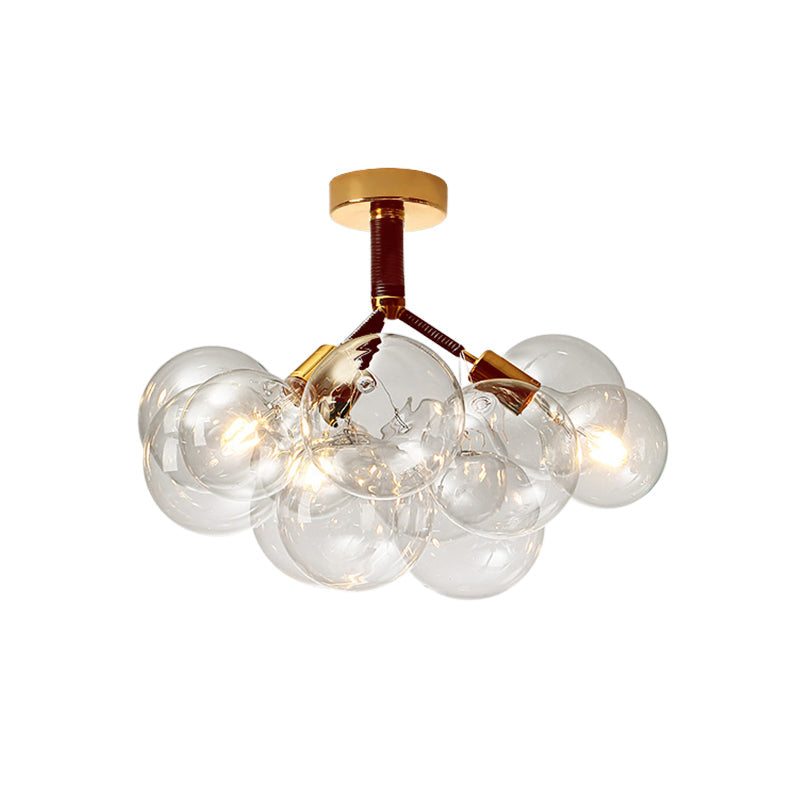 Clear Glass Semi Flush Ceiling Light with Contemporary Bubble Design for Foyer and Corridor Illumination