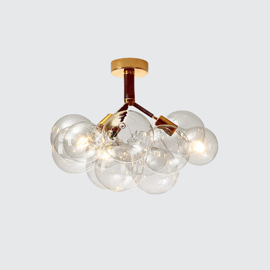 Clear Glass Semi Flush Ceiling Light with Contemporary Bubble Design for Foyer and Corridor Illumination