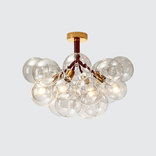 Clear Glass Semi Flush Ceiling Light with Contemporary Bubble Design for Foyer and Corridor Illumination