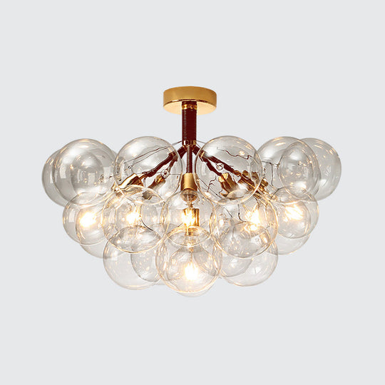 Clear Glass Semi Flush Ceiling Light with Contemporary Bubble Design for Foyer and Corridor Illumination