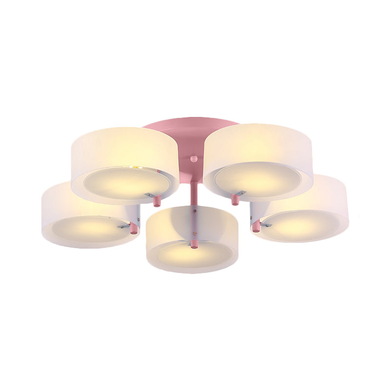 Macaron Loft Milk Glass Semi Flush Ceiling Light for Study Room