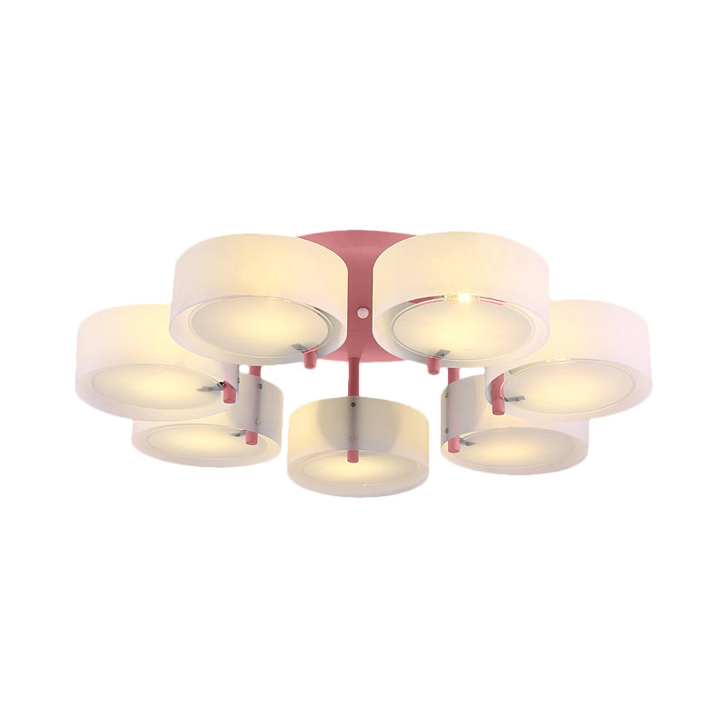 Macaron Loft Milk Glass Semi Flush Ceiling Light for Study Room