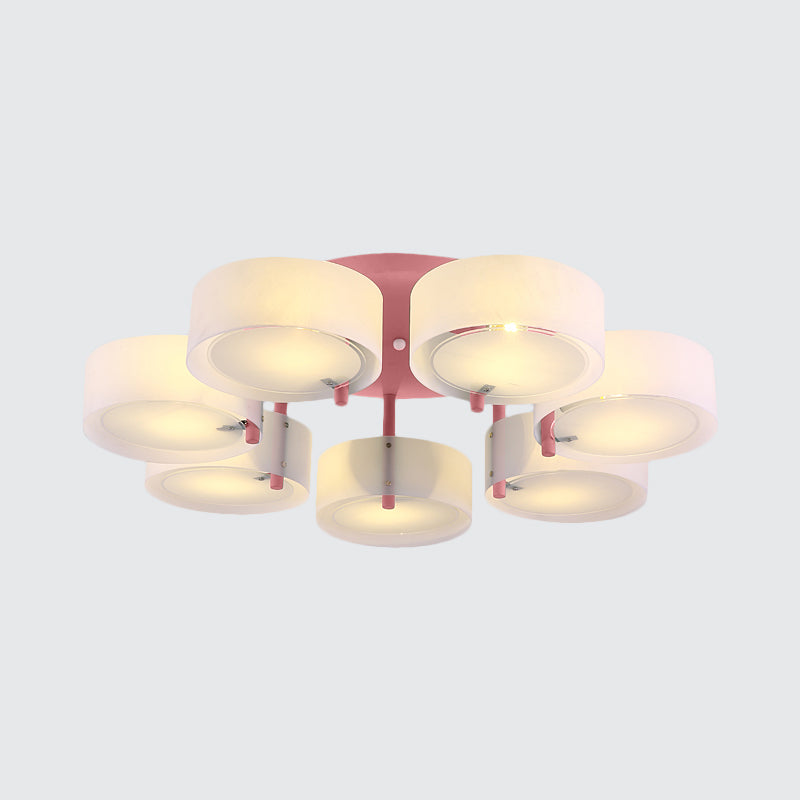 Macaron Loft Milk Glass Semi Flush Ceiling Light for Study Room