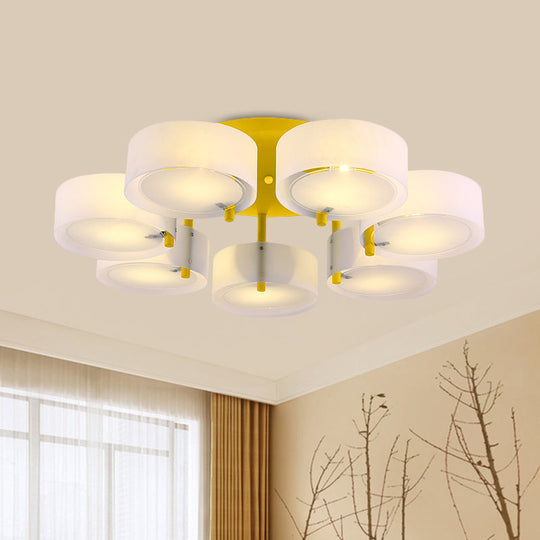 Macaron Loft Milk Glass Semi Flush Ceiling Light for Study Room