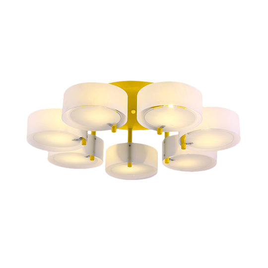 Macaron Loft Milk Glass Semi Flush Ceiling Light for Study Room