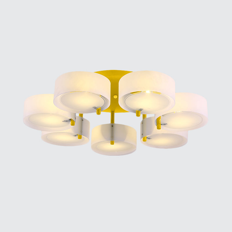 Macaron Loft Milk Glass Semi Flush Ceiling Light for Study Room