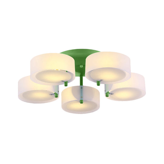 Macaron Loft Milk Glass Semi Flush Ceiling Light for Study Room