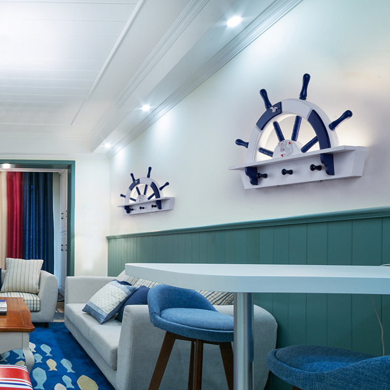 Nautical Led Wall Sconce In Blue For Boys Bedroom