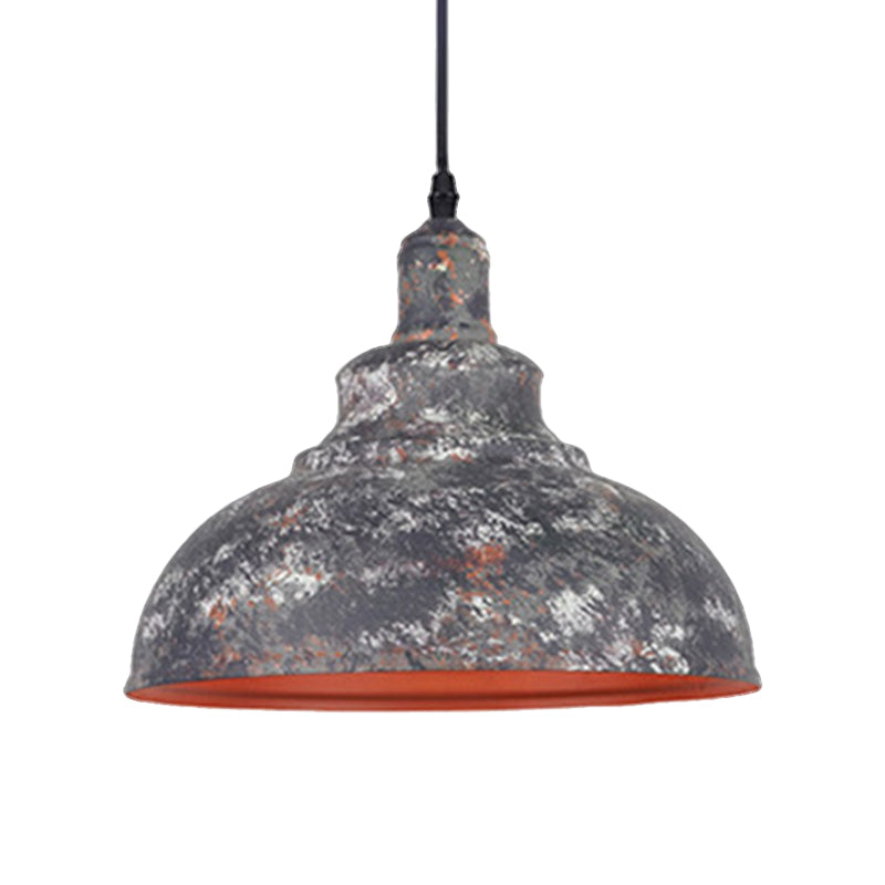 Industrial Style Gray/White Wrought Iron Dome Pendant Ceiling Light for Restaurants