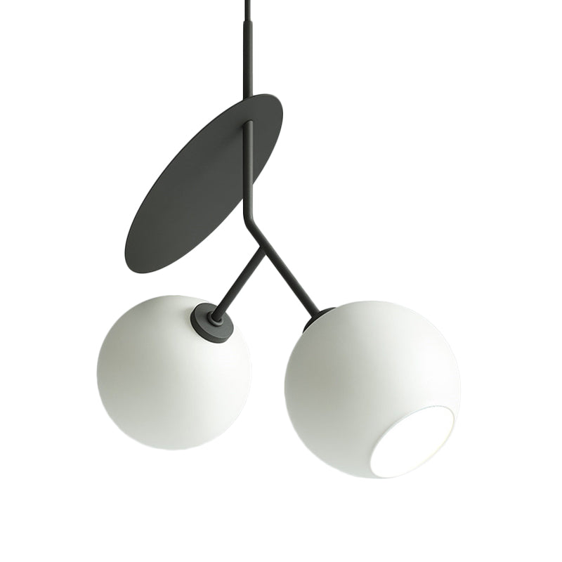 Contemporary Glass Globe Pendant Light With Metallic Circle - Ideal For Restaurants