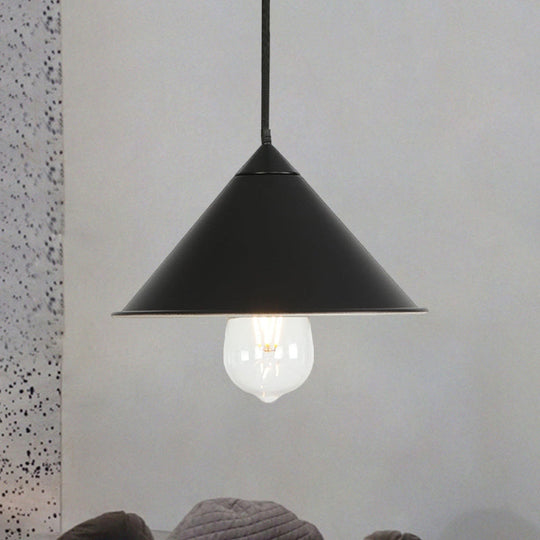 Modern Cone Ceiling Lamp - Single Bulb Suspended Light in Black/Grey/Pink for Kitchen