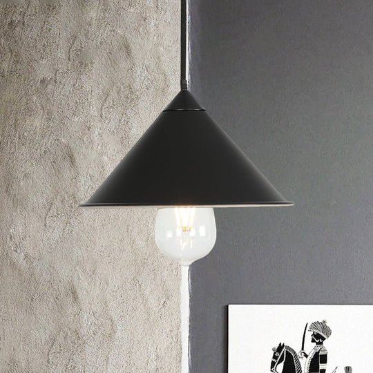 Modern Cone Ceiling Lamp - Single Bulb Suspended Light in Black/Grey/Pink for Kitchen