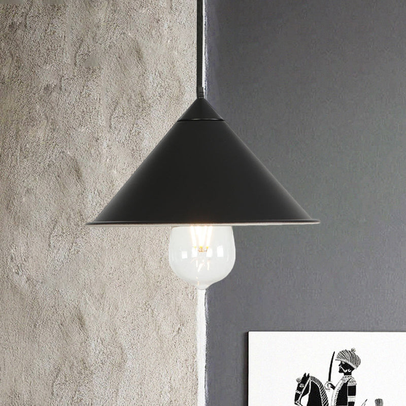 Contemporary Cone Ceiling Lamp - 1 Bulb Metal Suspended Light (Black/Grey/Pink) For Kitchen